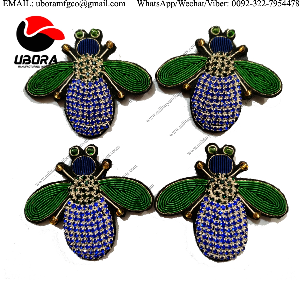 four beautiful brooch bullion wire high quality wholesale handmade bullion brooch,patches for cloth